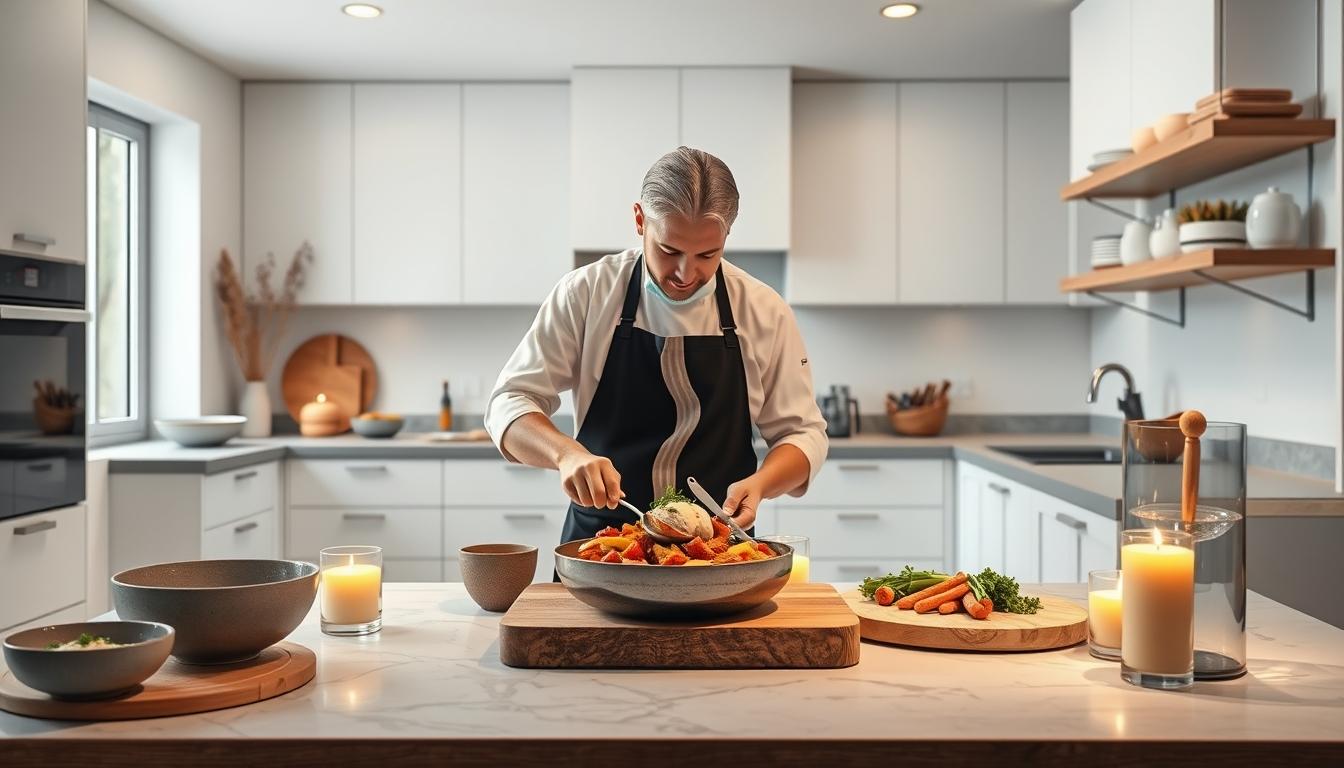 Measured baking ingredients prepared on a counter